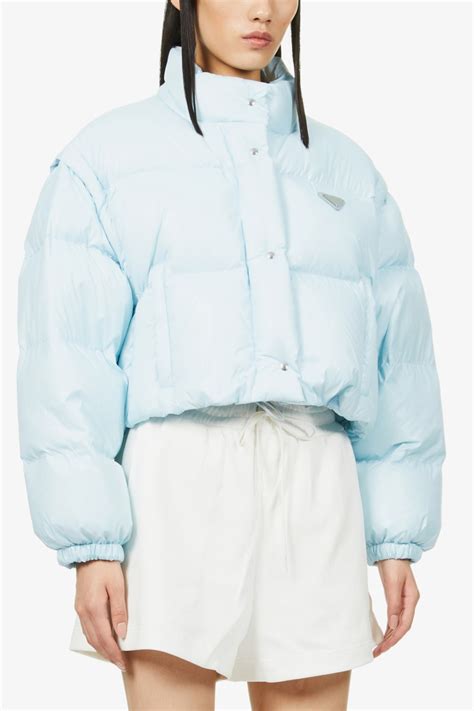 prada cropped puffer jacket pink|prada cropped cashmere down jacket.